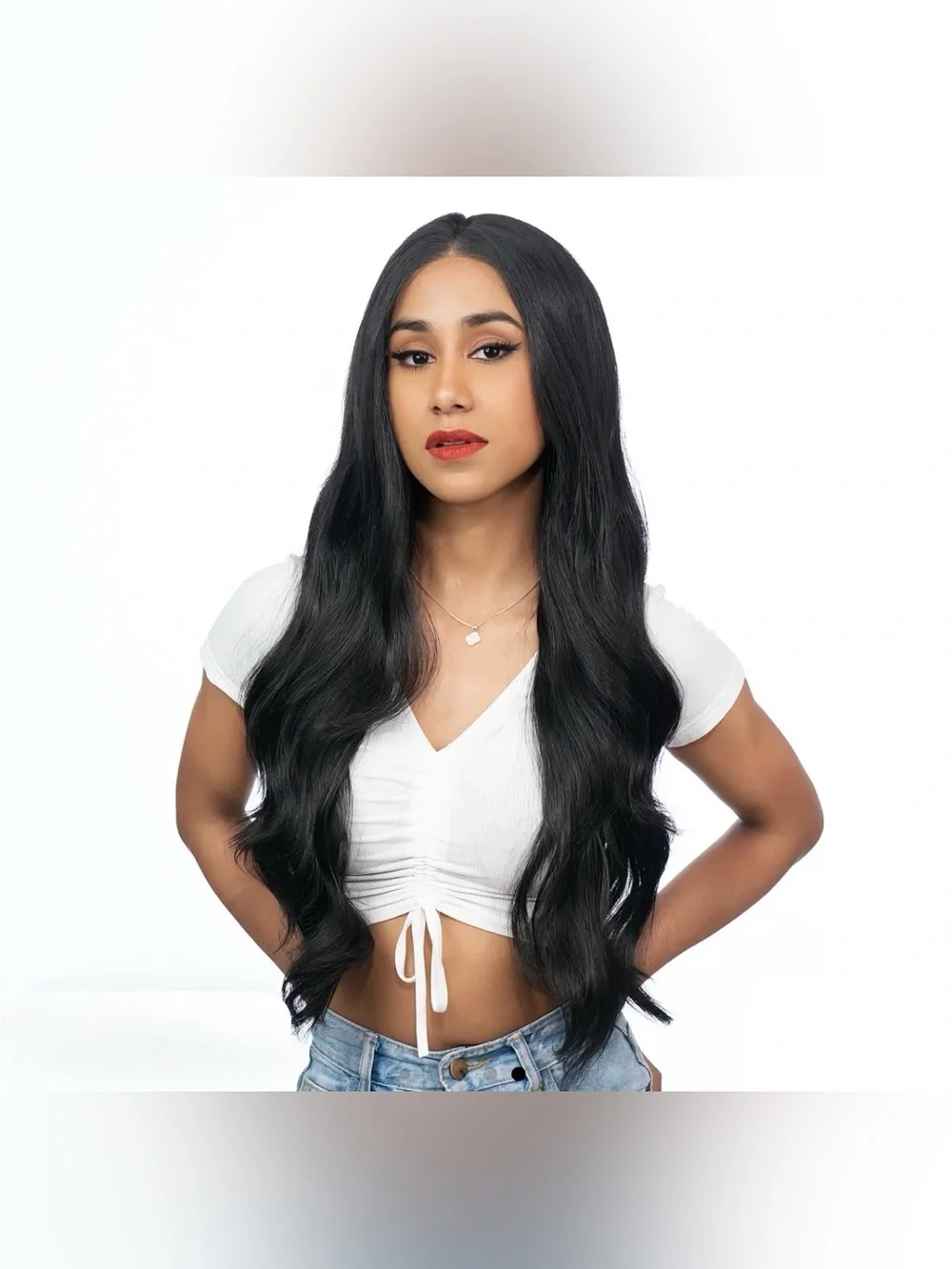 Black Long Wavy Women's Hair Extension / Wig - Sleek Natural Look